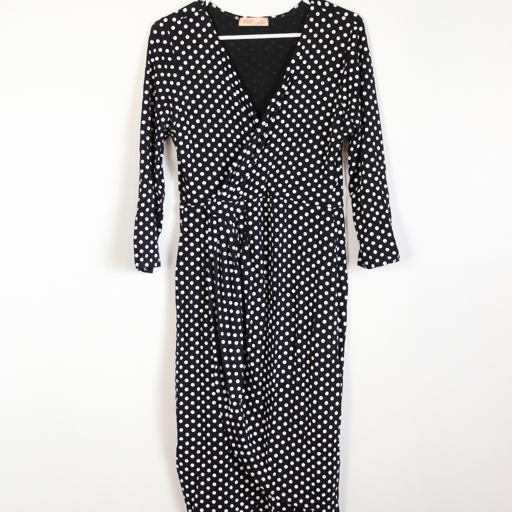 Krisp Black and White Polka Dot Dress Size 14
